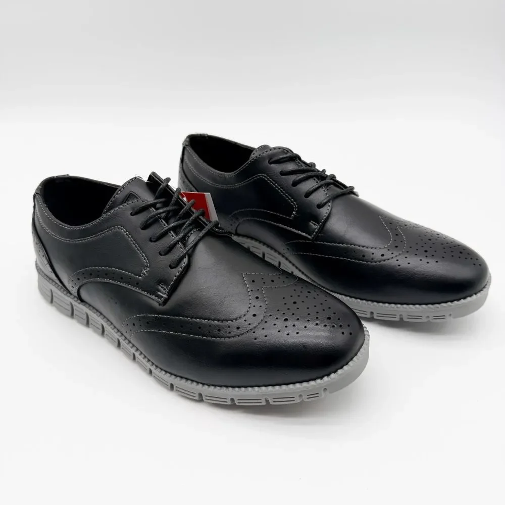 Deer Stags Corvallis Wingtip Oxford Dress Shoes Comfort Sole Black Gray 9.5 NEW